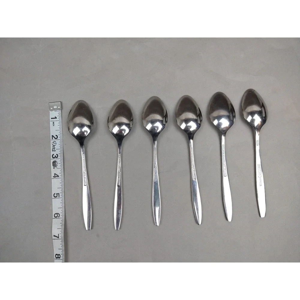 Vtg. Ekco Eterna Corsair Pattern‎ Stainless Steel Flatware 6 Teaspoons #5